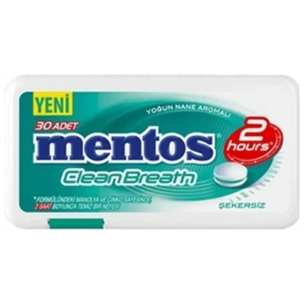 Mentos Clean Breath 2 Saat Yoğun Nane Aromalı 21 gr Kutu Şekerleme