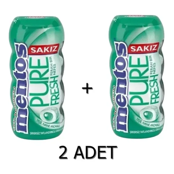 Mentos Pure Fresh Yeşil Nane Aromalı Sakız Şekersiz Tatlandırıcılı 2 x 30 G