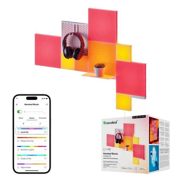Nanoleaf Kare Blok Akıllı RGBW Duvar Paneli Başlangıç Paketi App Kontrollü,10 Parça, Google Home, Alexa, Razer Chroma, Apple Home Destekli