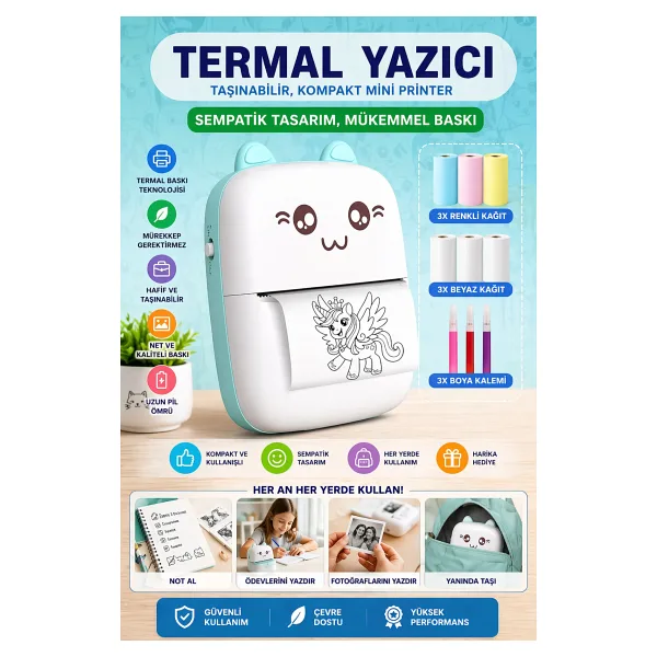 nextbuy Mini Fotoğraf Yazıcı Kablosuz Etiket Yazıcı Baskı Makinesi Ios Android Uyumlu Termal Printer