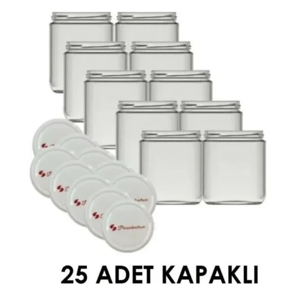 Paşabahçe 425 Cc Cam Kavanoz Kapaklı 25 Li Paket Konserve Şeffaf