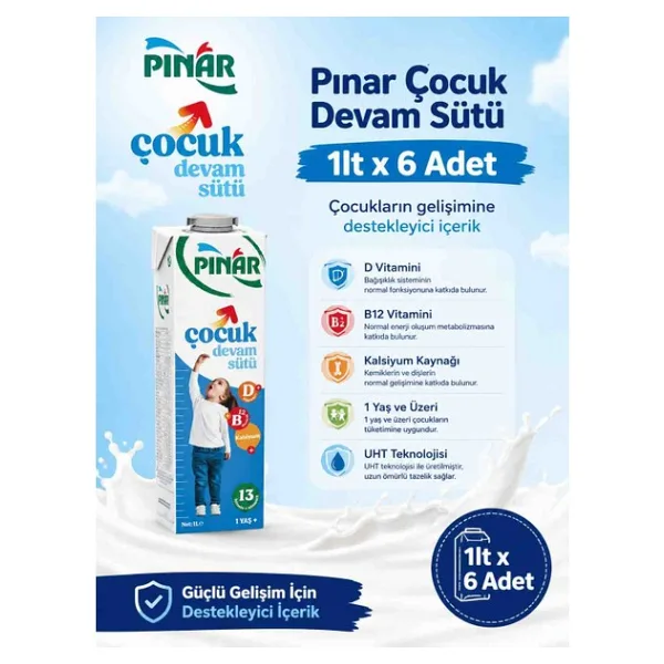Pınar Çocuk Devam Sütü 1 Lt X 6 Adet