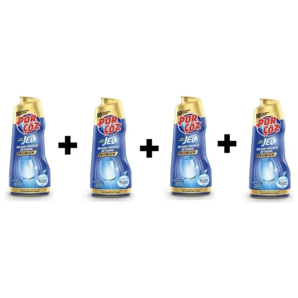 Porçöz Yoğun Kıvamlı Jel Bulaşık Makine Deterjanı 900 ml x 4 Adet 50 Yıkama İçin Etkili Formül