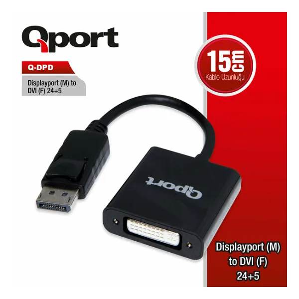 Qport Q-DPD DisplayPort to DVI Dönüştürücü