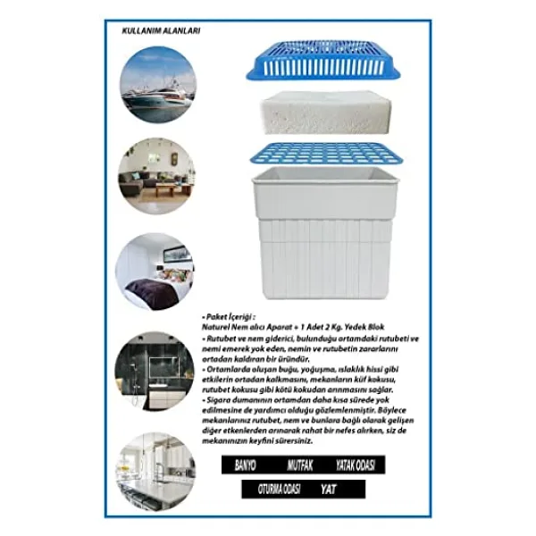Saban Rutubet Giderici Nem Alma Cihazı Üçgen Kokulu Kokusuz (2kg Naturel)