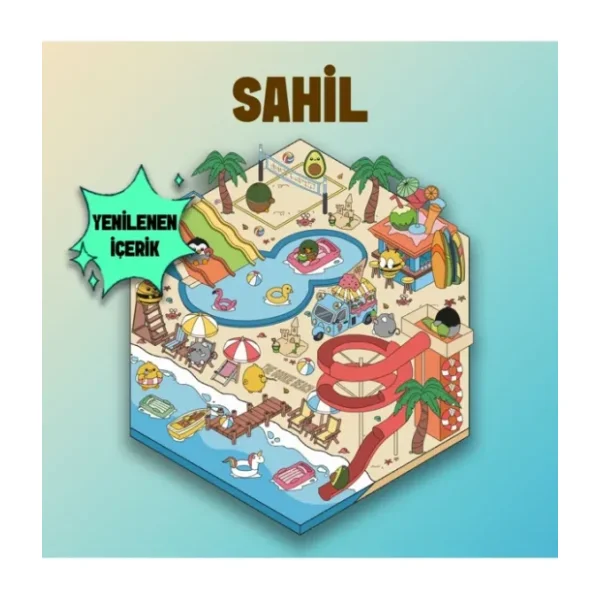 The Gookie Sahil Aqua Park Izometrik Sticker, 3d Etiket Yapışkanlı Çıkartma