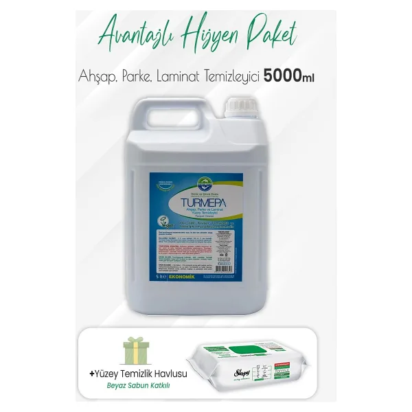 Turmepa Ahşap, Parke Temizleyici 5 Litre Ve Easy Clean Yüzey Temizlik 100' Lü