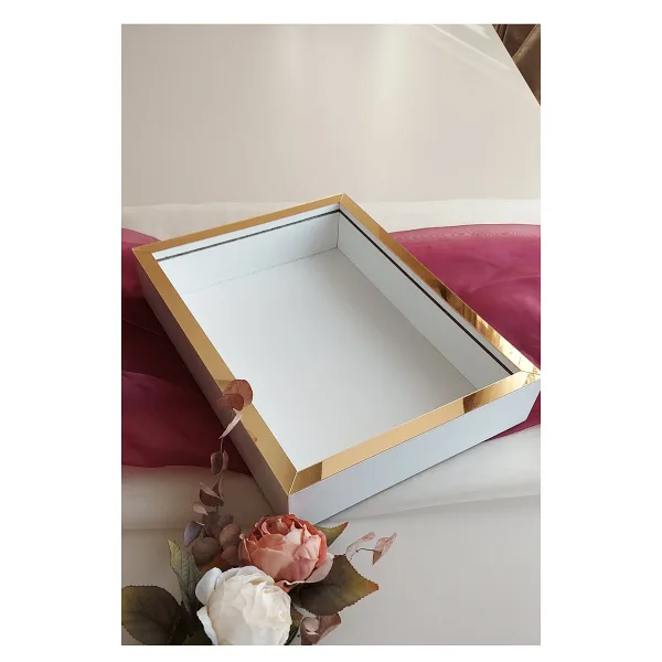 Verda Çerçeve 30x40 Cm Derin Beyaz-gold Özel Gün Çiçekleri Için Anı Çerçevesi! Gül Çerçeve Kutusu!