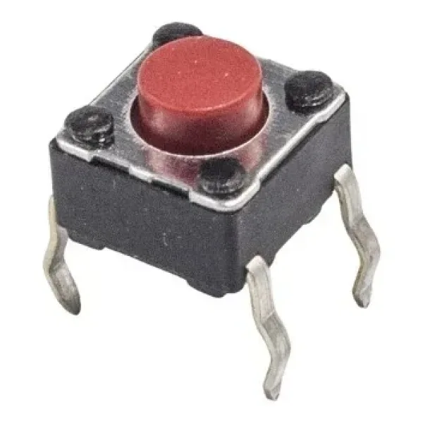 6x6x5mm 4 Pinli Kırmızı Push Buton - Tact Switch