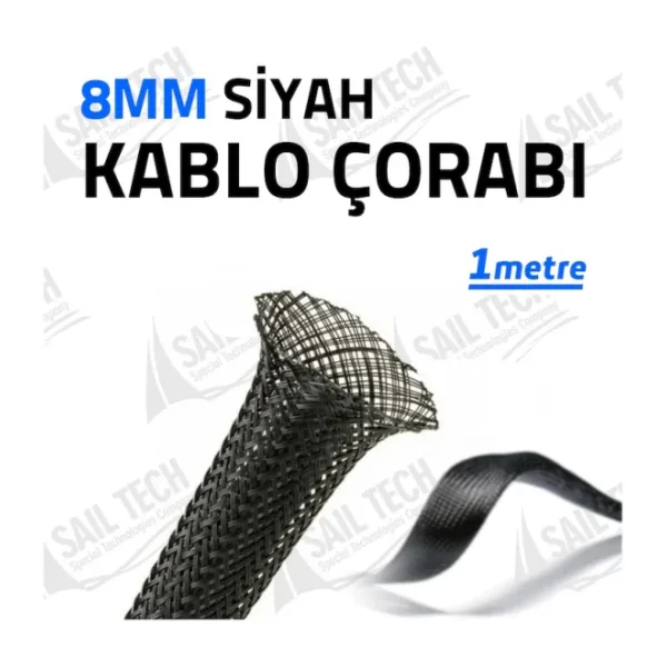 8 mm Kablo Çorabı (Siyah)