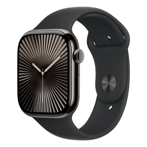 Apple Watch Series 10 GPS + Cellular 46mm Arduvaz Titanyum Kasa ve Siyah Spor Kordon Akıllı Saat