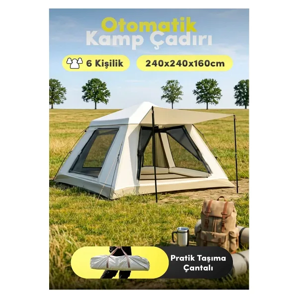 Auhma Outdoor AC6637 240x240x160 cm 6 Kişilik Otomatik Çadır