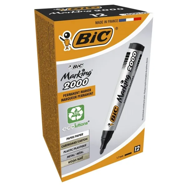 Bic 2000 Siyah Yuvarlak Uç Permanent 12'li Marker Kalem