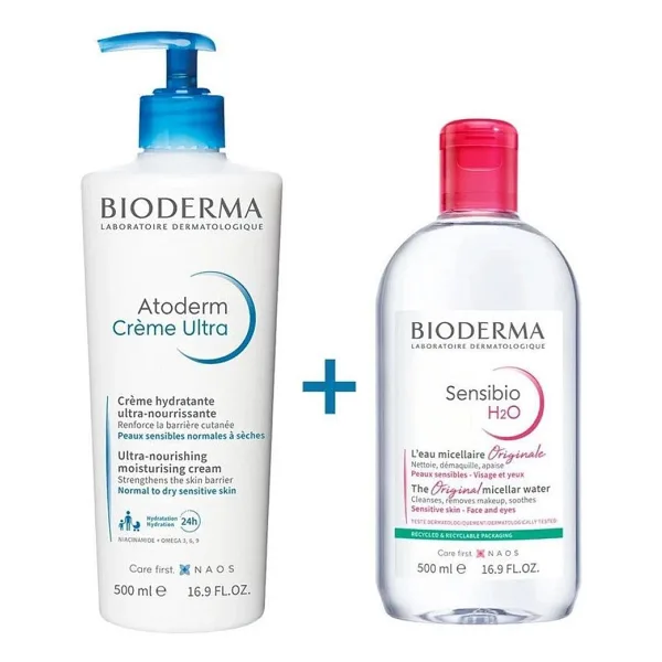 Bioderma Atoderm Creme Ultra 500 ml + Sensibio H2O 500 ml