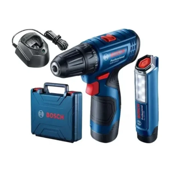 Bosch GSR 120-LI Akülü Vidalama + GLI 12V-300 Fener Çift Akülü 2 Ah Elektrikli El Aletleri Seti