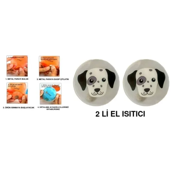 Bosphorus Homi Köpekli Cep Sobası,el Isıtıcı,2 Adet Sıcak Su Torbası Pvc 9cm