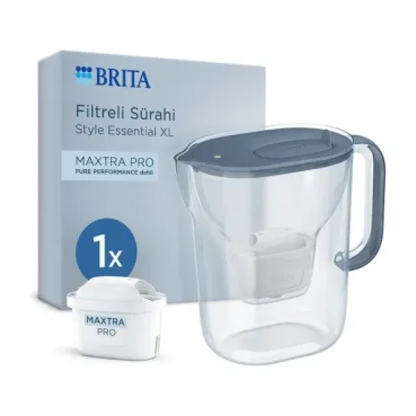 Brita Style Essential XL Taş Mavisi 3.6 lt Pure Performance Filtreli Su Arıtma Sürahisi