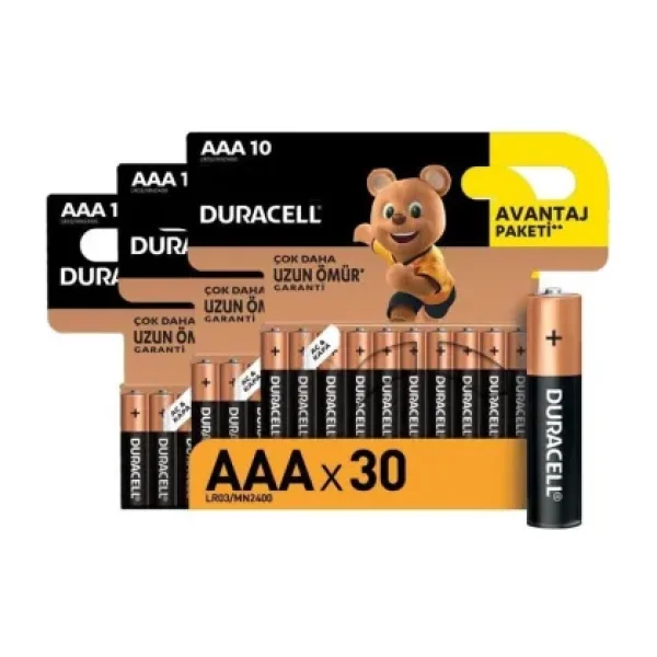 Duracell LR03/MN2400 30'lu Alkalin AAA İnce Kalem Pil