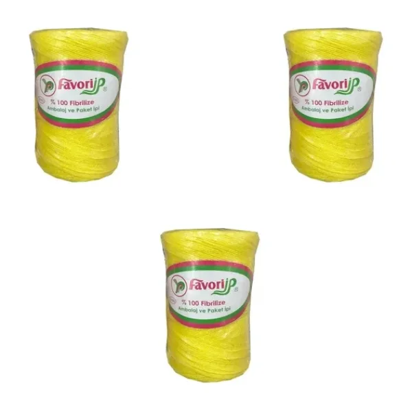 Favori İp 5000 Denye -0.8 Mm- Ambalaj ve Paket İpi Naylon Burgulu Örgü Çamaşır İpi - Sarı - 3 Adet