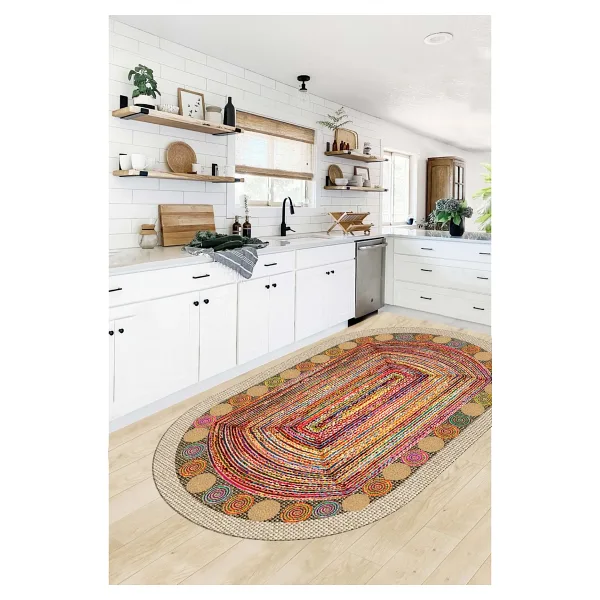 G&C HOME Dijital Kaymaz Yıkanabilir Modern Renkli Mutfak Halısı Salon Halısı Yolluk