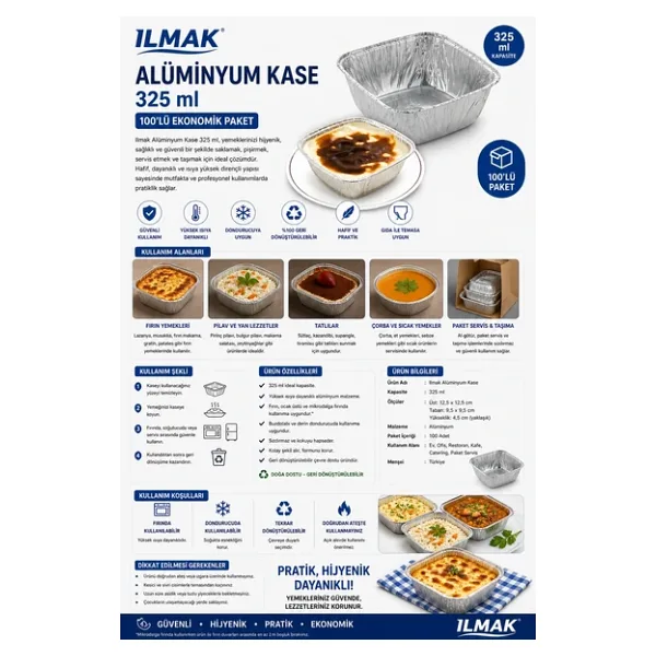 Ilmak Alüminyum Kase 325 Ml 100'Lü