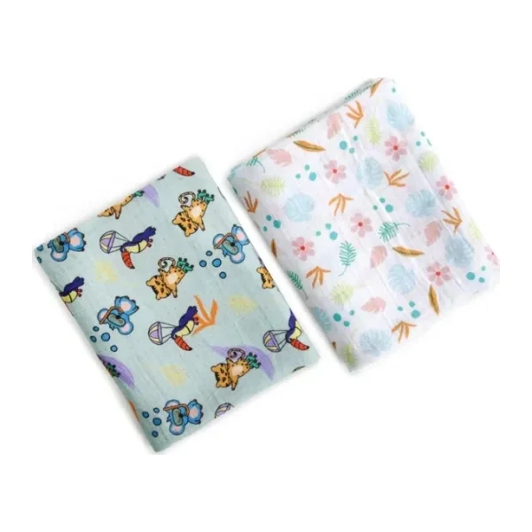 Milk&Moo 2'li Jungle Friends Müslin Örtü 100x130 cm