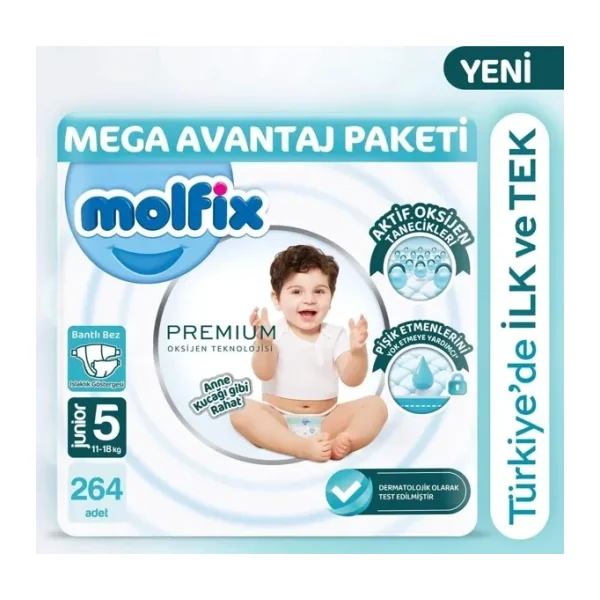 Molfix Premium 5 Numara Junior 66'lı 4 Adet Bebek Bezi