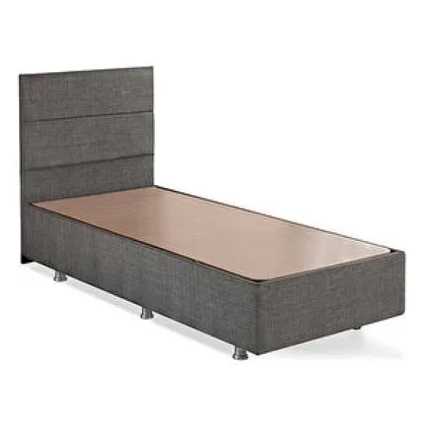 Niron Silver Baza ve Başlık Seti 80x180 cm Tek Kişilik Kaydırmaz Kumaşlı Gri Keten Baza ve Başlığı