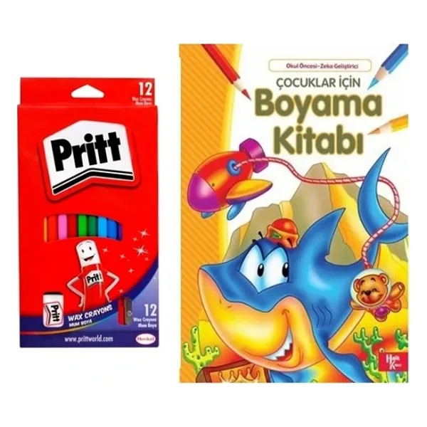 Pritt Silinebilir Mum Boya ve Boyama Kitabı 2 li set