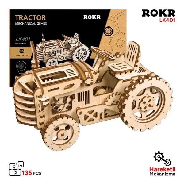 Rokr LK401 Traktör Tractor Hareketli Ahşap Maket
