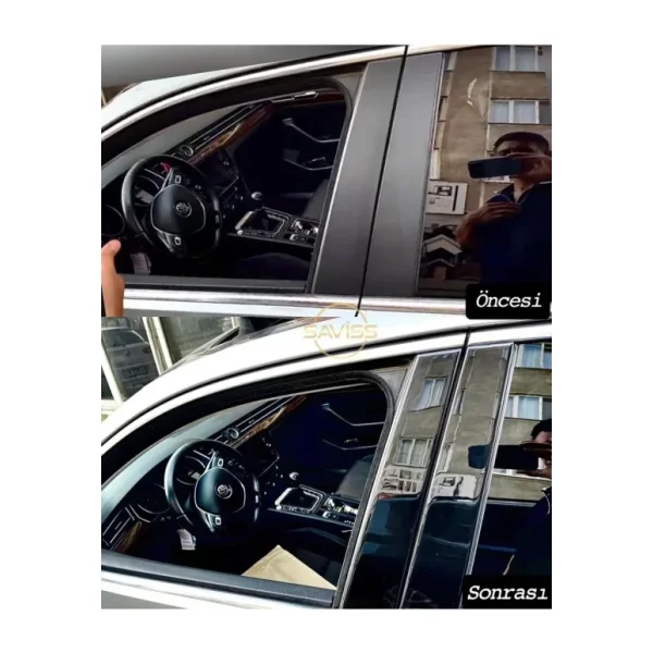 Saviss Passat B8 1.kalite 3m Bant Kapı Direk Maun Kaplama ,dış Cam Çıta Kaplama,piano Black Siyah