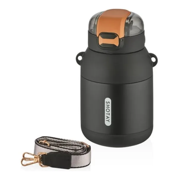 Shotay Dome ST-8081 Siyah 800 ml Çelik Termos Matara
