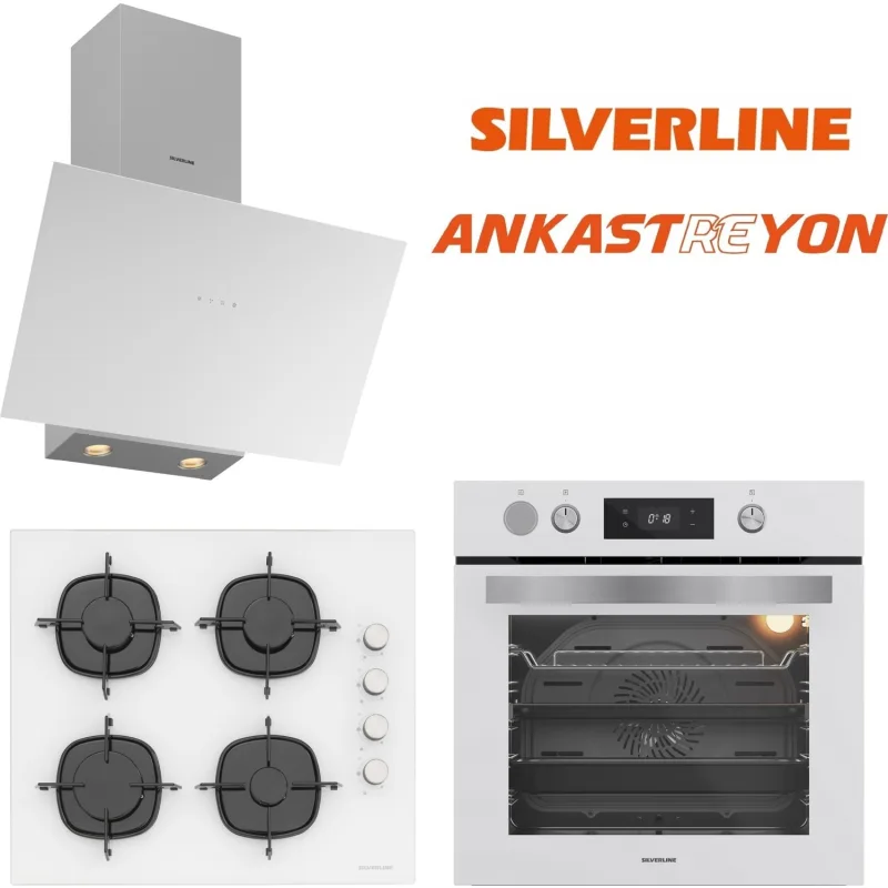 Silverline Beyaz Cam Ankastre Set Bo65p4w01-Cs5700e6w01-3481 Flam Beyaz (Buhar Ve Airfryer Özellikli Fırın)