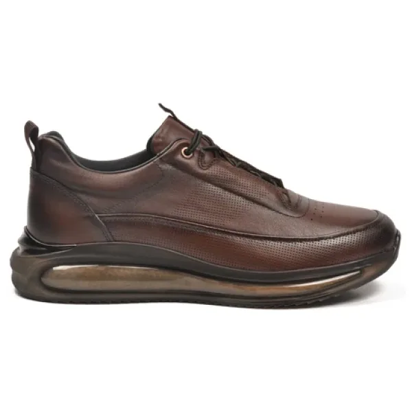 Siyah Rugan Hakiki Deri Anatomik Erkek Sneaker 152-22053 M