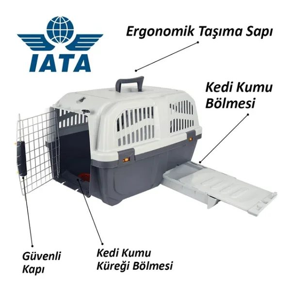 Skudo Lata 3 Tuvaletli Kedi Köpek Seyahat Kafesi 60 cm