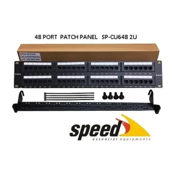 SPEED SP-CU648 2U 48 PORT CAT6 DOLU UTP PATCH PANEL + KABLO DÜZENLEYİCİ