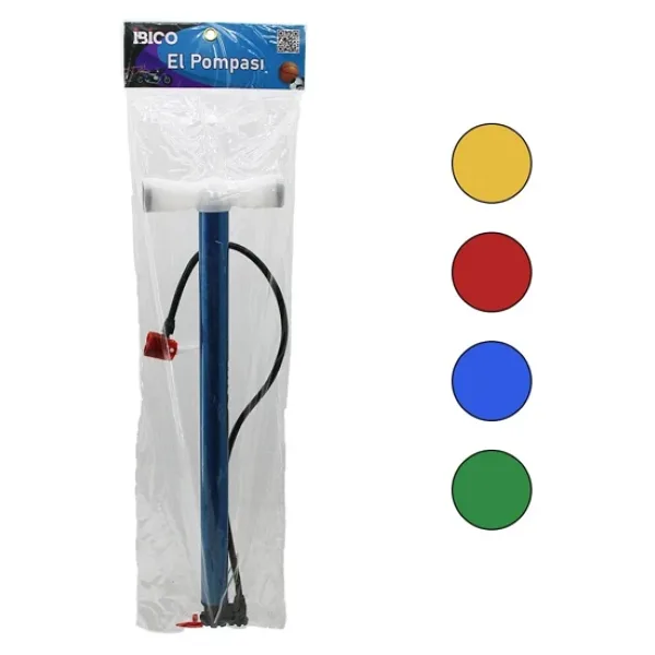TERS BASMALI METAL GÖVDE PLASTİK KOL İRAN EL POMPASI 55CM TOP - BİSİKLET - MOTOR AYAKLIK APARATLI (5