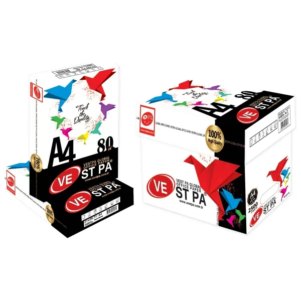 Vestpa A4 80 Gram 2500 Sayfa Beyaz Fotokopi Kağıdı 5 Paket Yüksek Kalite ile Ofis Kullanımına Uygun
