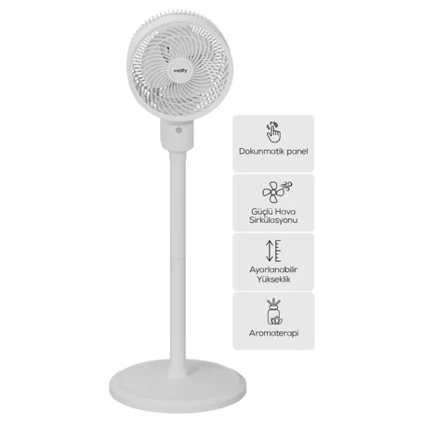 Volty Ayaklı Vantilatör 3D Salınımlı, Kumandalı, Aromaterapi, Ultra Sessiz, 7s Zamanlı (V0402101)