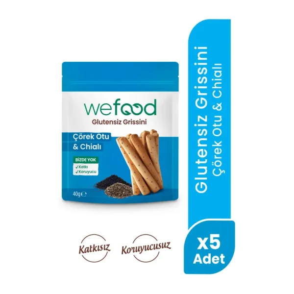 Wefood Glutensiz Grissini Çörekotu & Chia 40 g 5'li