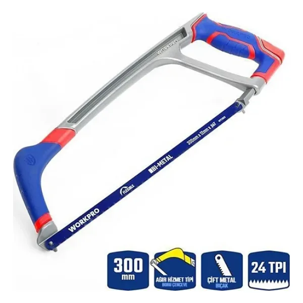 Workpro WP215027 300MM Bı-Metal 24 Tpı Ağır Hizmet Tipi Demir Testeresi - Mavi