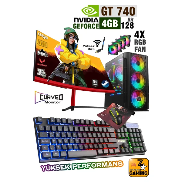 Zeiron Tx80 Intel Core i7 860 16GB Ram 256GB SSD GT740 4GB 24" Curved Oyuncu Masaüstü Bilgisayar