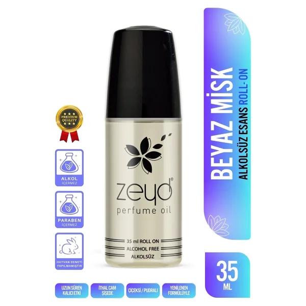 Zeyd Beyaz Misk Kokulu Alkolsüz Esans 35 ml Parfüm Esansı Roll-on Edp Esansiyel Yağ Zeyd - Beyaz Misk 35 ml Roll On Alkolsüz Esans-Edp-Cep Parfüm - 30 ml