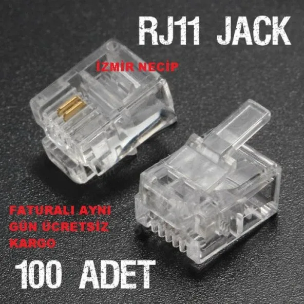 2 Pinli RJ11 Jak RJ-11 Telefon Jack Konnektör 100 ADET