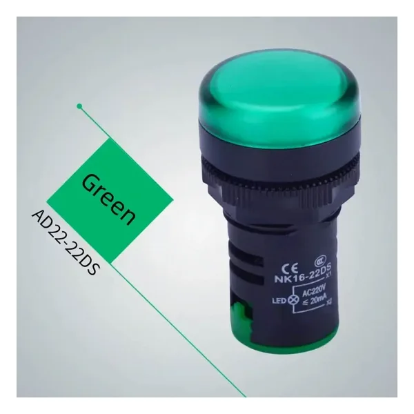 AD22-22DS 22MM Sinyal Lambası Yeşil 220V