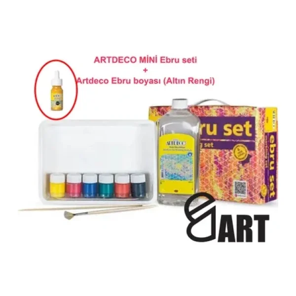 Artdeco Mini Boy 6 Renk Ebru Seti Ve 1 Adet Altin Rengi