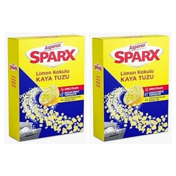 Asperox Sparx Bulaşık Makinesi Limon Kokulu Kaya Tuzu 1.5 Kg X 2 Adet