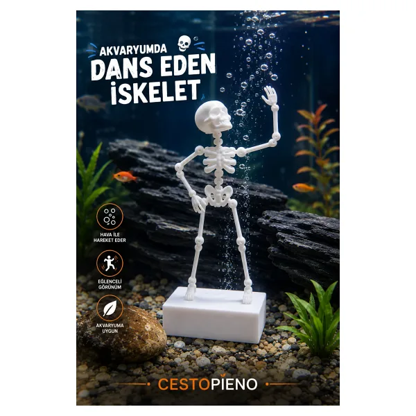 CESTOPİENO Hareketli Akvaryum İskeleti Hava Motoru ile Çalışan Dans Eden Dekor