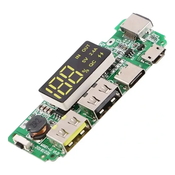 Çift USB 5V 2.4A Ledli Micro Type-C Powerbank Modülü