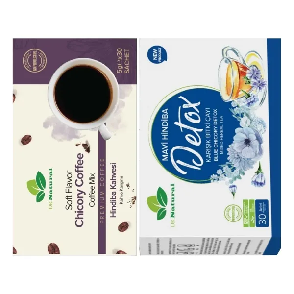 Dr. Natural Hindiba Kahvesi 5 Gr. X30 ve Mavi Hindiba Bitkisel Detox Çayı - 1 Adet